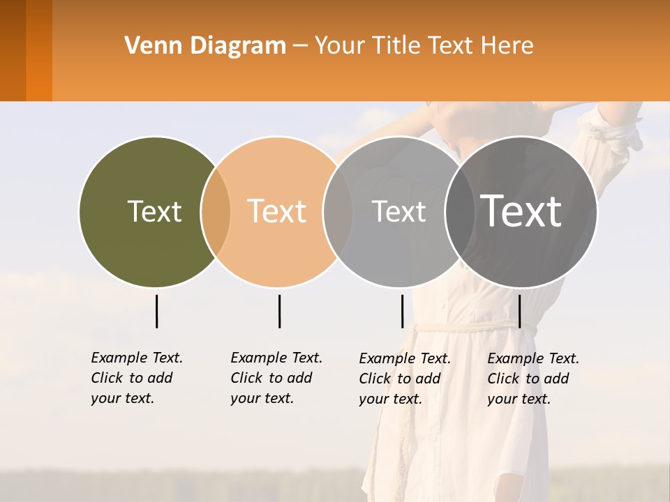 A Woman In A White Dress Is Holding Her Hands Behind Her Head PowerPoint Template