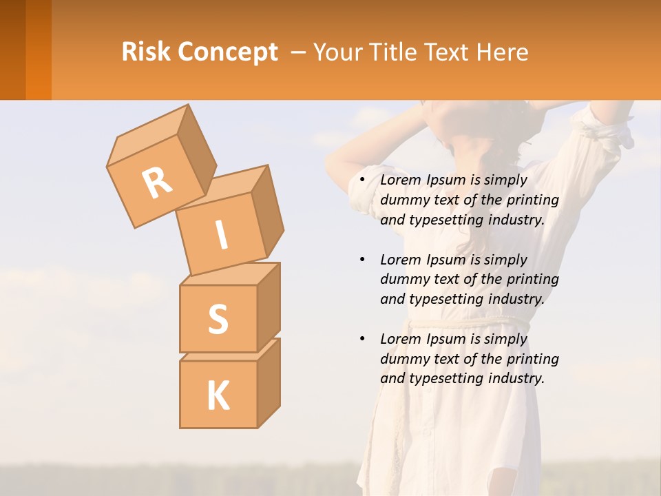 A Woman In A White Dress Is Holding Her Hands Behind Her Head PowerPoint Template