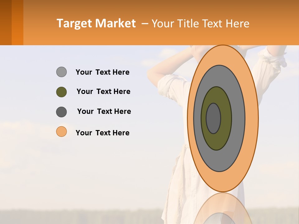 A Woman In A White Dress Is Holding Her Hands Behind Her Head PowerPoint Template