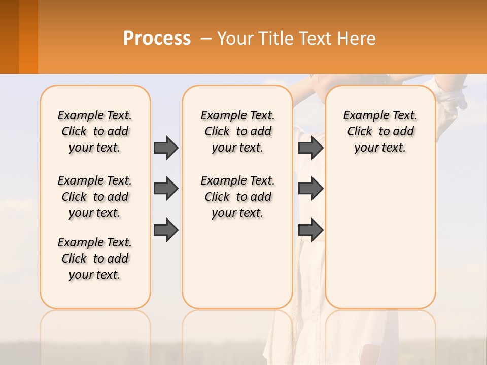 A Woman In A White Dress Is Holding Her Hands Behind Her Head PowerPoint Template