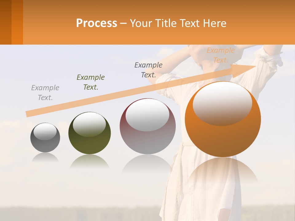 A Woman In A White Dress Is Holding Her Hands Behind Her Head PowerPoint Template