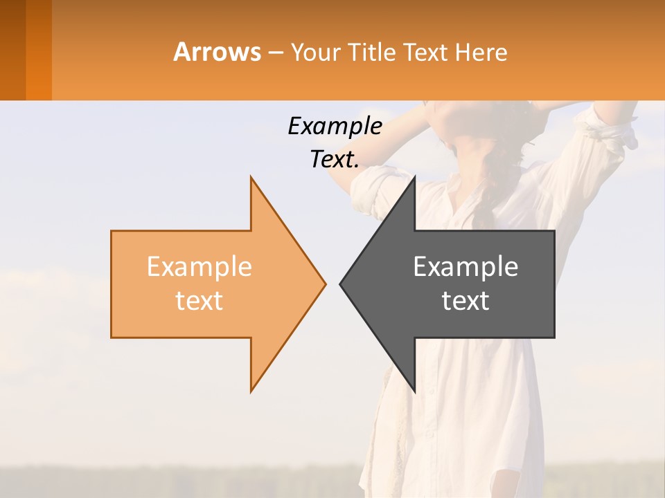 A Woman In A White Dress Is Holding Her Hands Behind Her Head PowerPoint Template