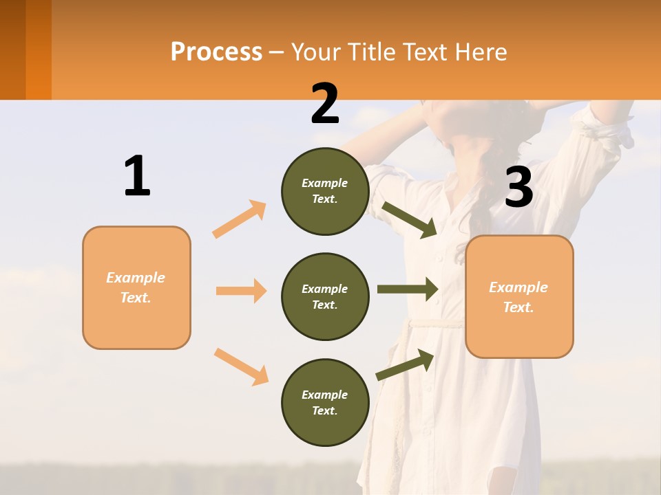 A Woman In A White Dress Is Holding Her Hands Behind Her Head PowerPoint Template