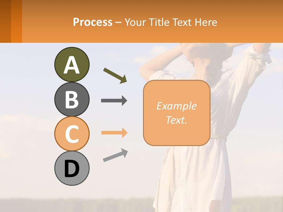 A Woman In A White Dress Is Holding Her Hands Behind Her Head PowerPoint Template