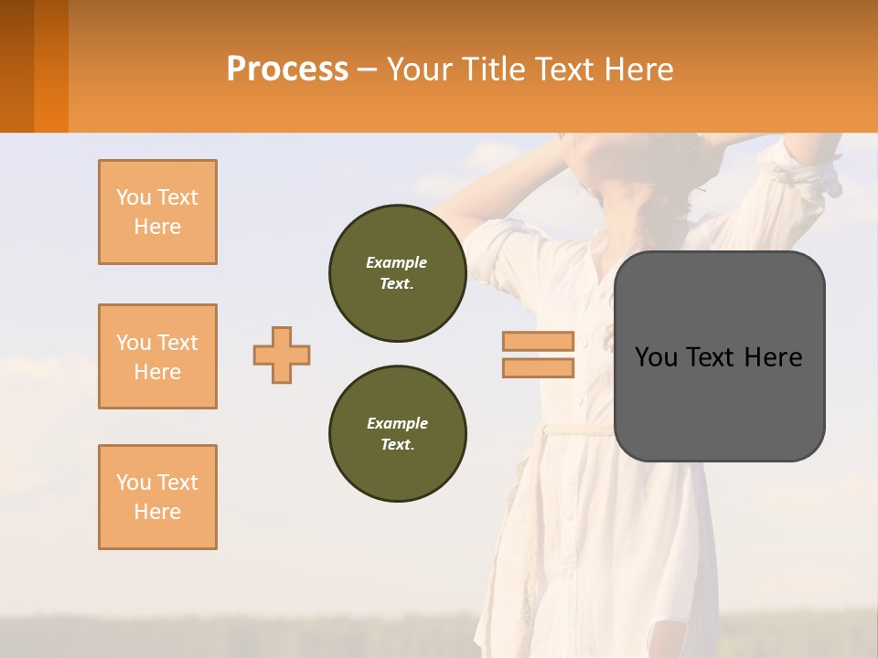 A Woman In A White Dress Is Holding Her Hands Behind Her Head PowerPoint Template