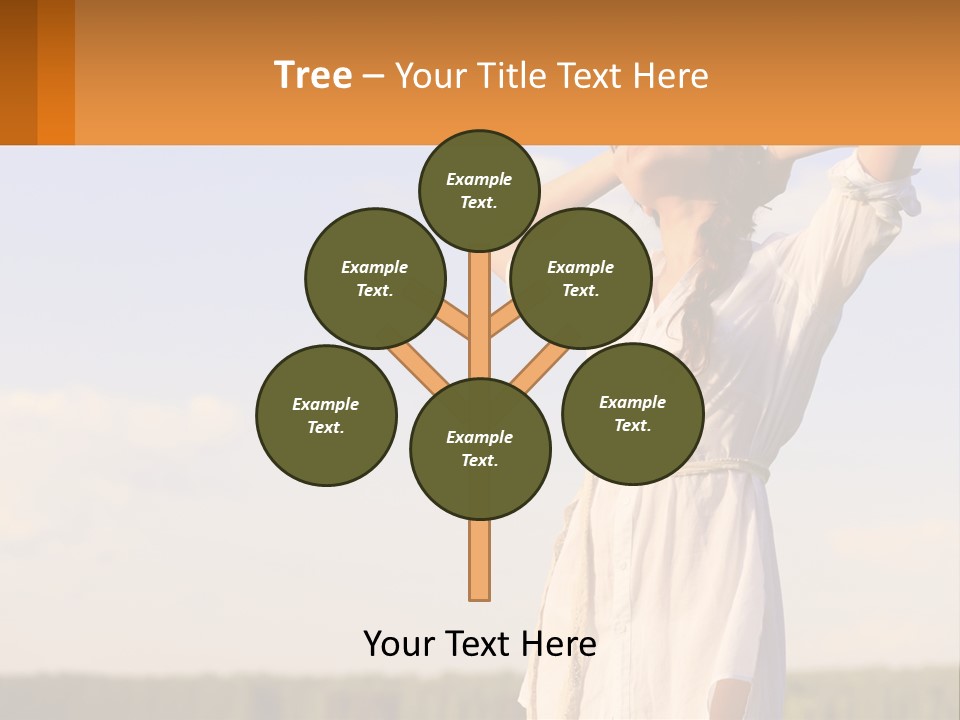 A Woman In A White Dress Is Holding Her Hands Behind Her Head PowerPoint Template