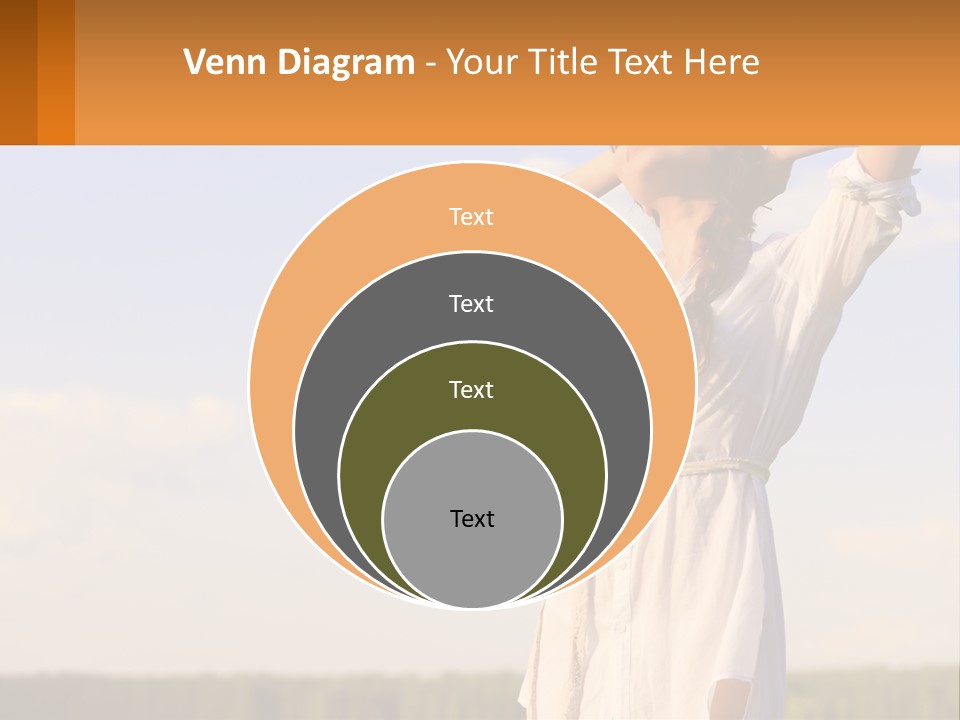 A Woman In A White Dress Is Holding Her Hands Behind Her Head PowerPoint Template