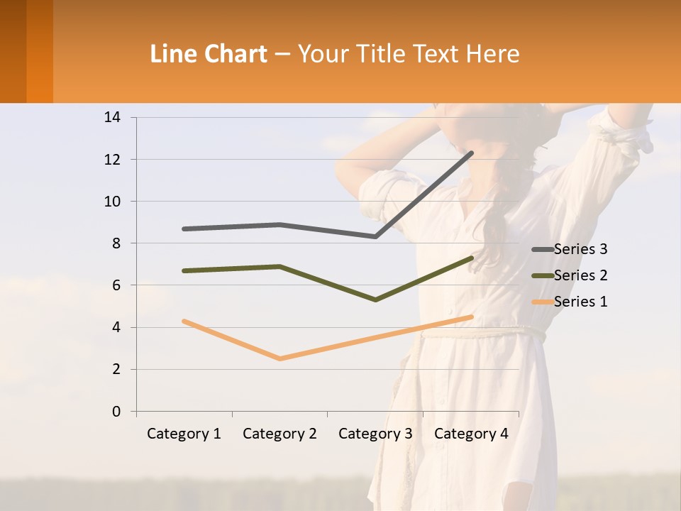 A Woman In A White Dress Is Holding Her Hands Behind Her Head PowerPoint Template