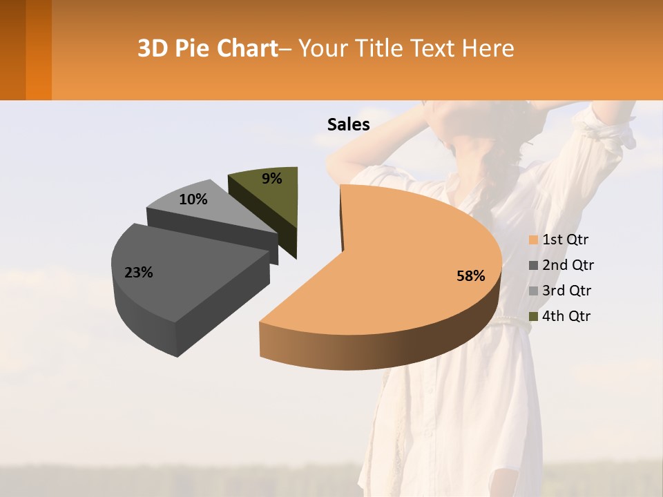 A Woman In A White Dress Is Holding Her Hands Behind Her Head PowerPoint Template