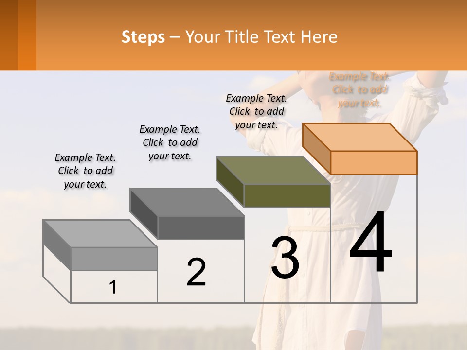 A Woman In A White Dress Is Holding Her Hands Behind Her Head PowerPoint Template