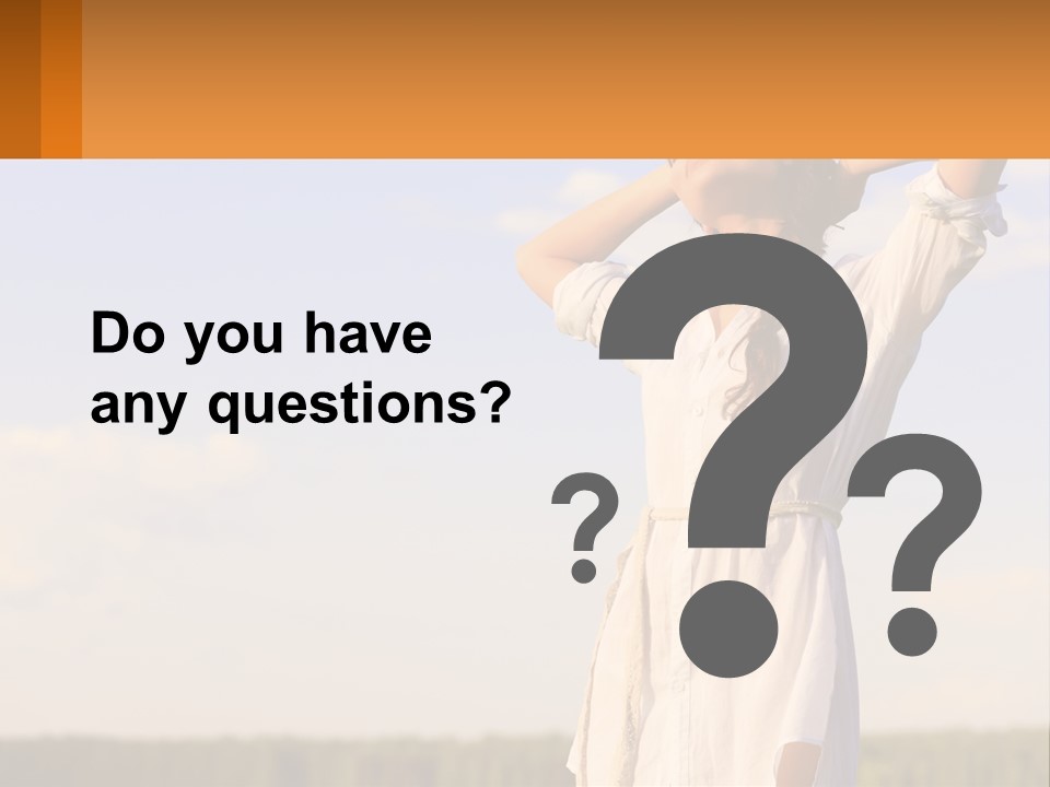 A Woman In A White Dress Is Holding Her Hands Behind Her Head PowerPoint Template