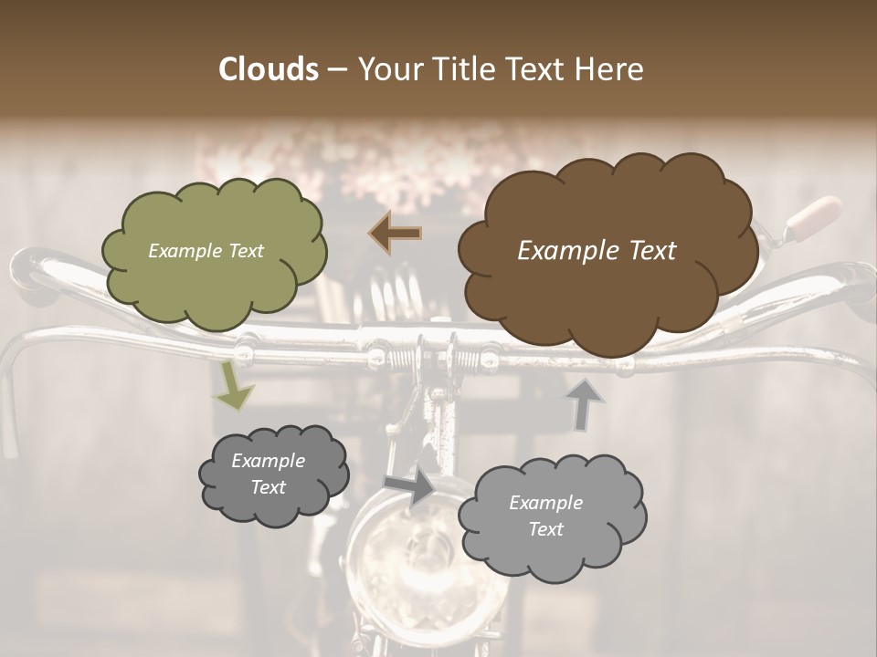 A Close Up Of A Bike Handlebar With Flowers In The Background PowerPoint Template