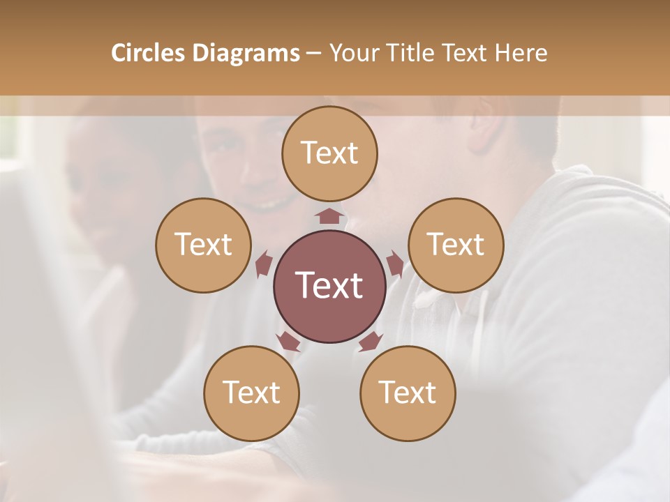 A Group Of People Sitting At A Table With Laptops PowerPoint Template