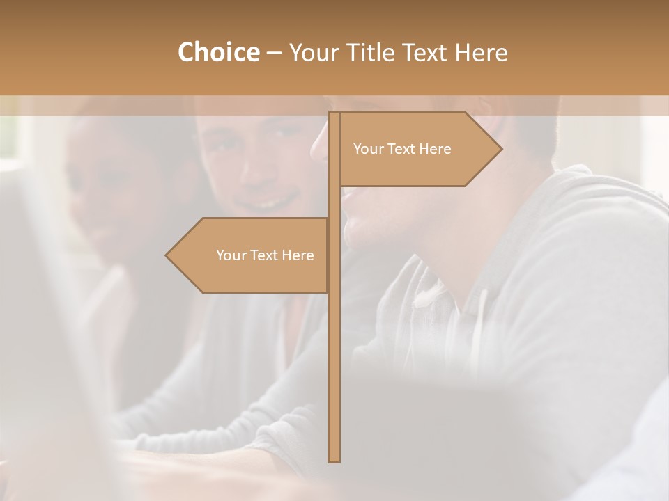 A Group Of People Sitting At A Table With Laptops PowerPoint Template