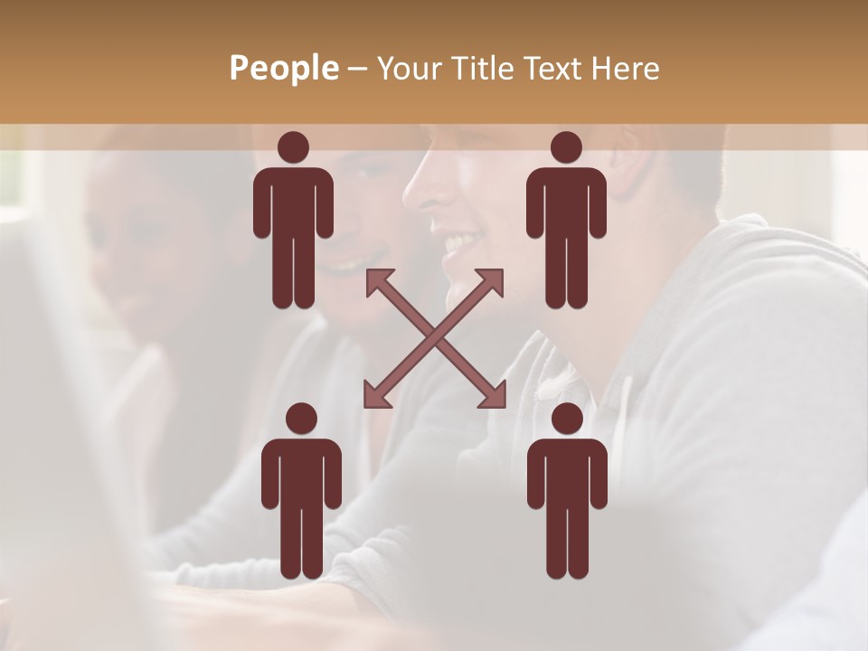 A Group Of People Sitting At A Table With Laptops PowerPoint Template