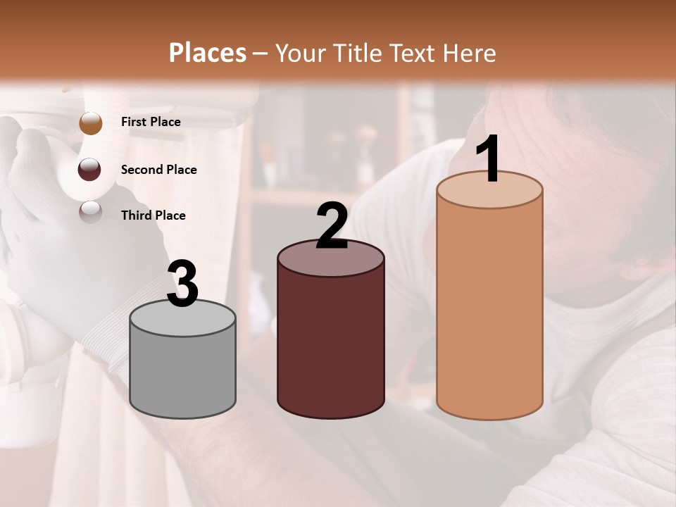 A Man Working On A Pipe In A Kitchen PowerPoint Template