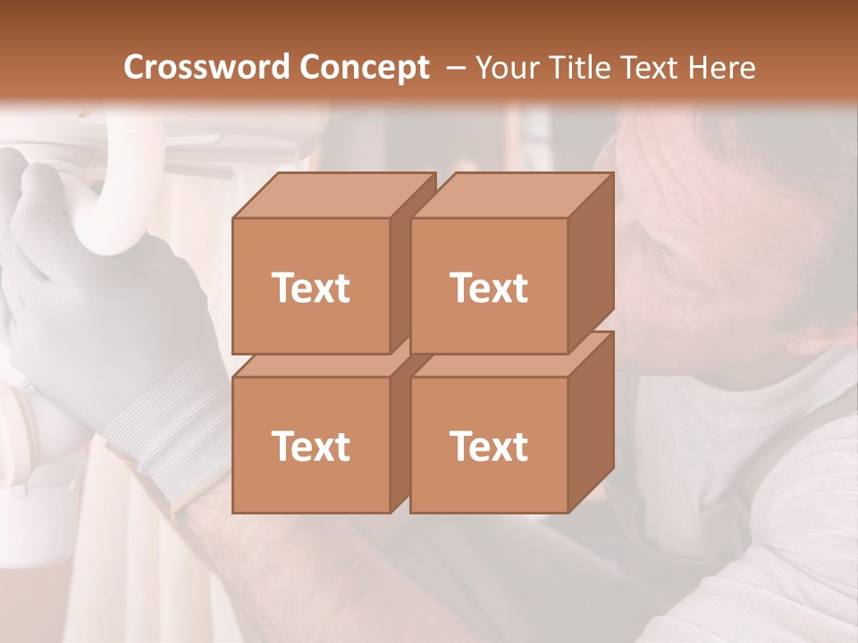 A Man Working On A Pipe In A Kitchen PowerPoint Template