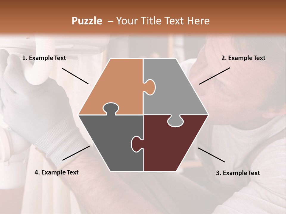 A Man Working On A Pipe In A Kitchen PowerPoint Template