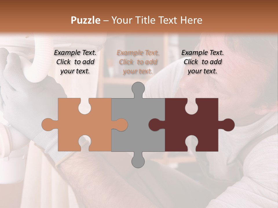 A Man Working On A Pipe In A Kitchen PowerPoint Template