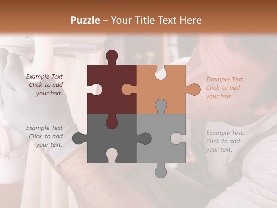A Man Working On A Pipe In A Kitchen PowerPoint Template