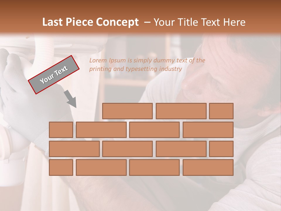 A Man Working On A Pipe In A Kitchen PowerPoint Template