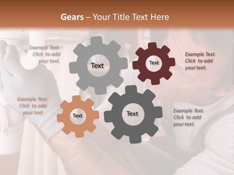 A Man Working On A Pipe In A Kitchen PowerPoint Template