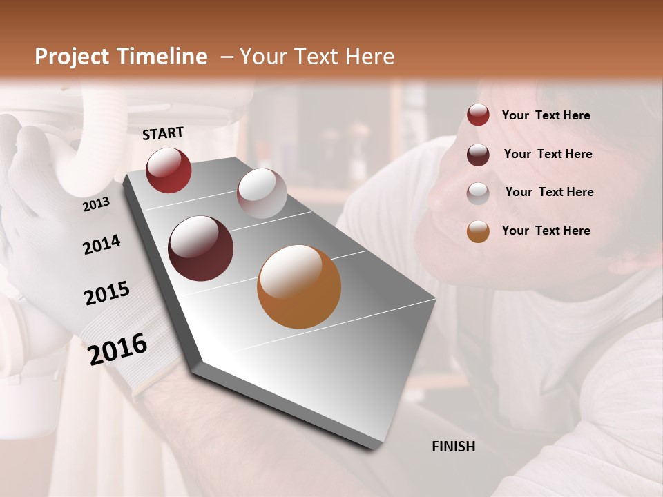 A Man Working On A Pipe In A Kitchen PowerPoint Template