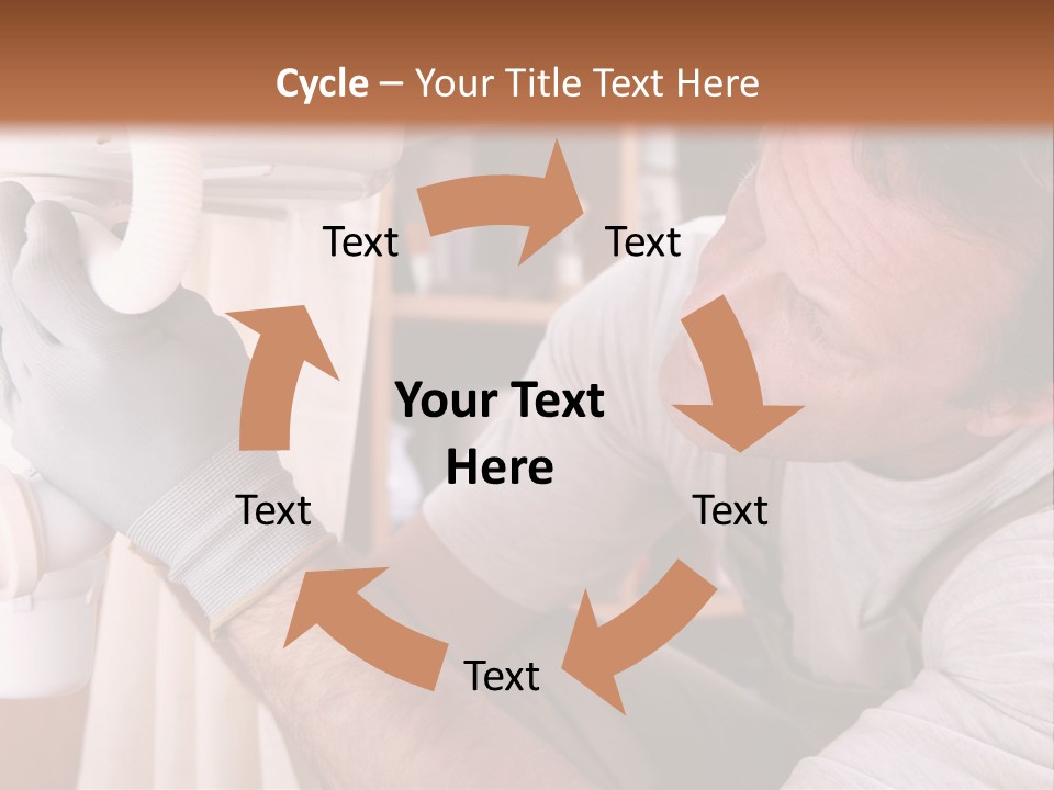 A Man Working On A Pipe In A Kitchen PowerPoint Template