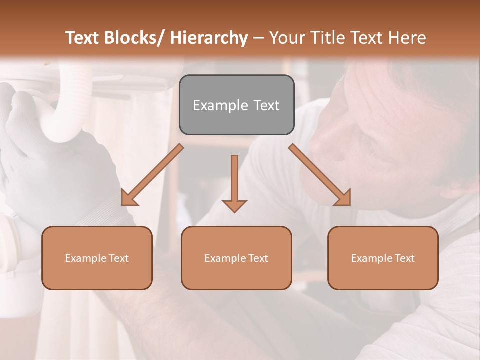 A Man Working On A Pipe In A Kitchen PowerPoint Template