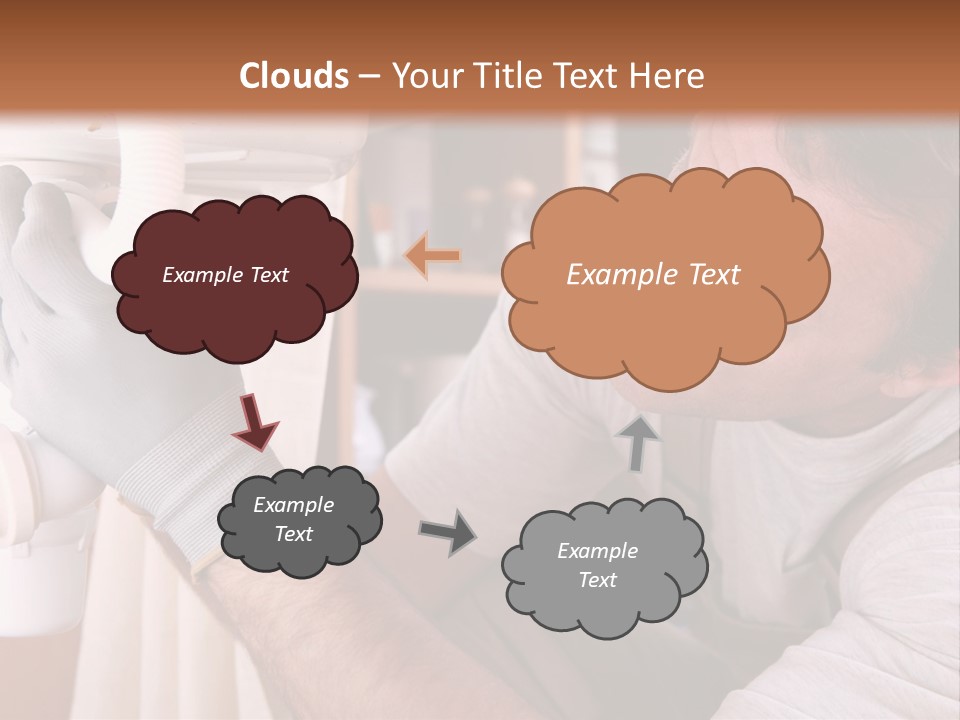 A Man Working On A Pipe In A Kitchen PowerPoint Template