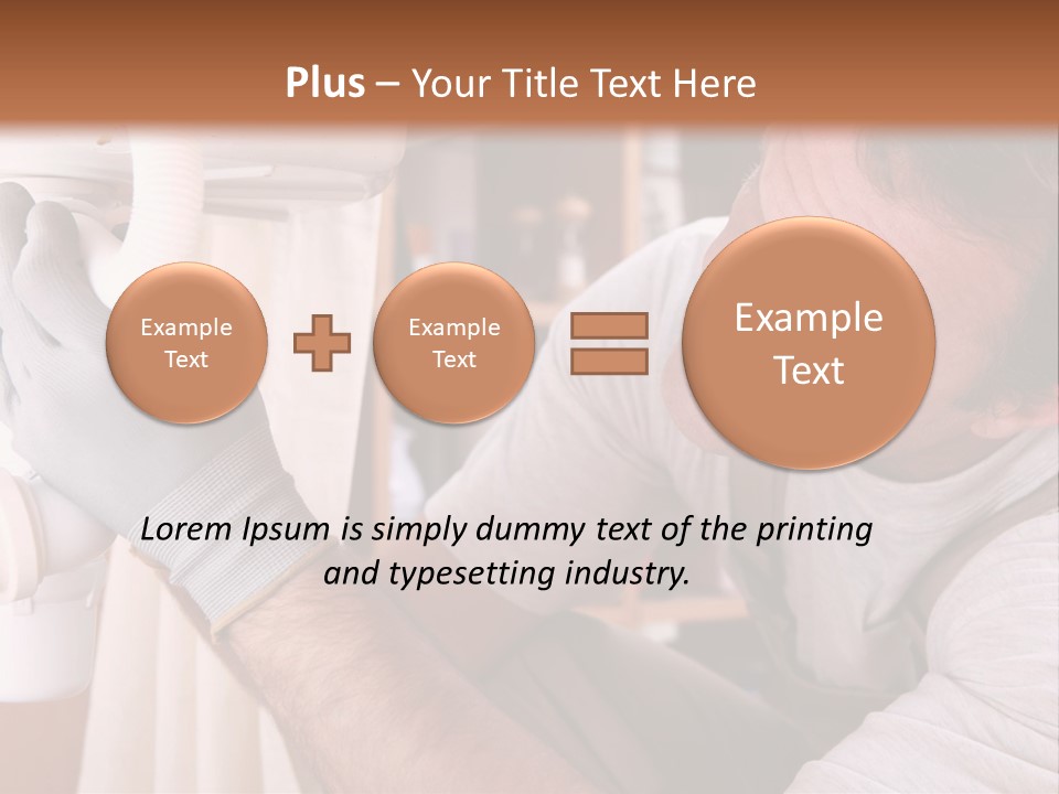 A Man Working On A Pipe In A Kitchen PowerPoint Template