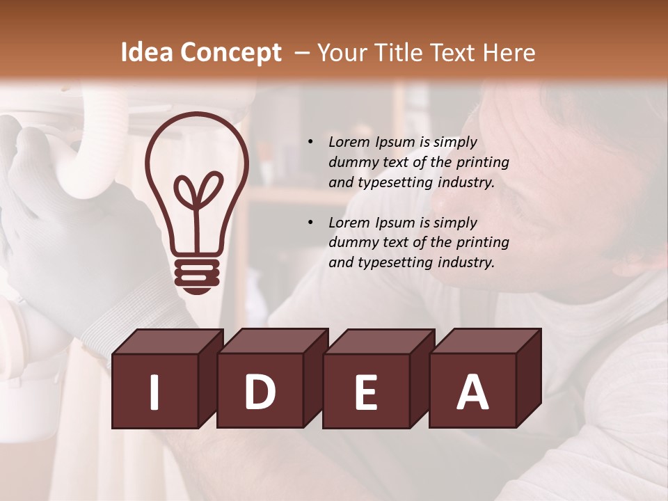 A Man Working On A Pipe In A Kitchen PowerPoint Template