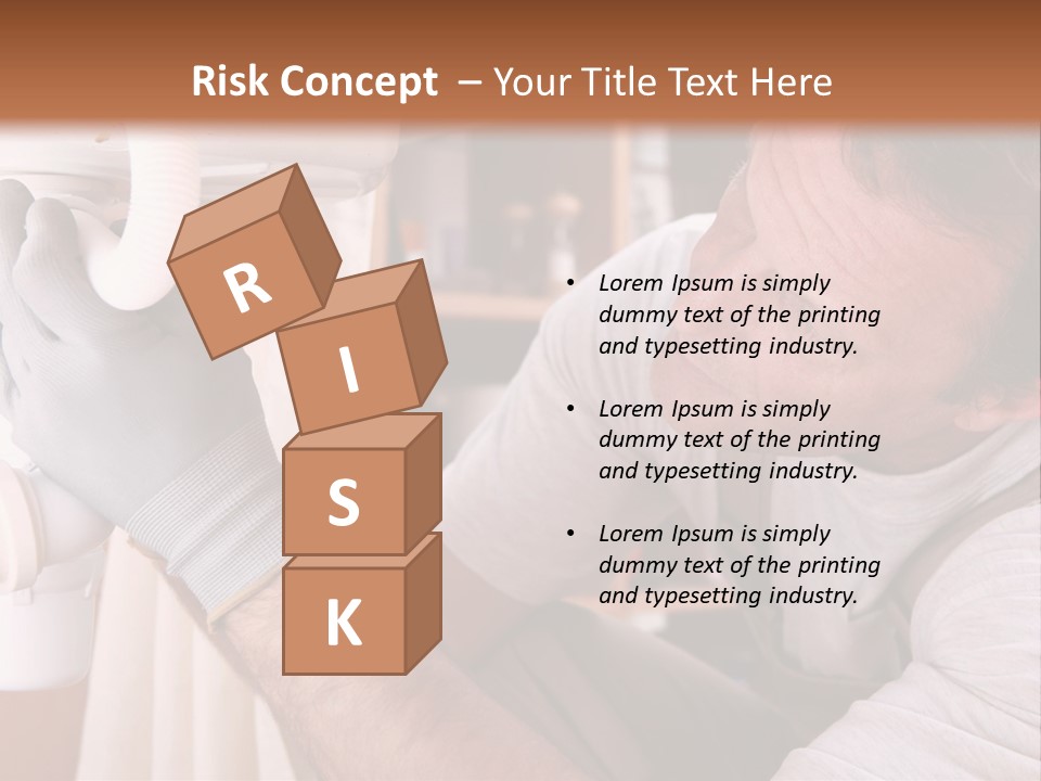 A Man Working On A Pipe In A Kitchen PowerPoint Template