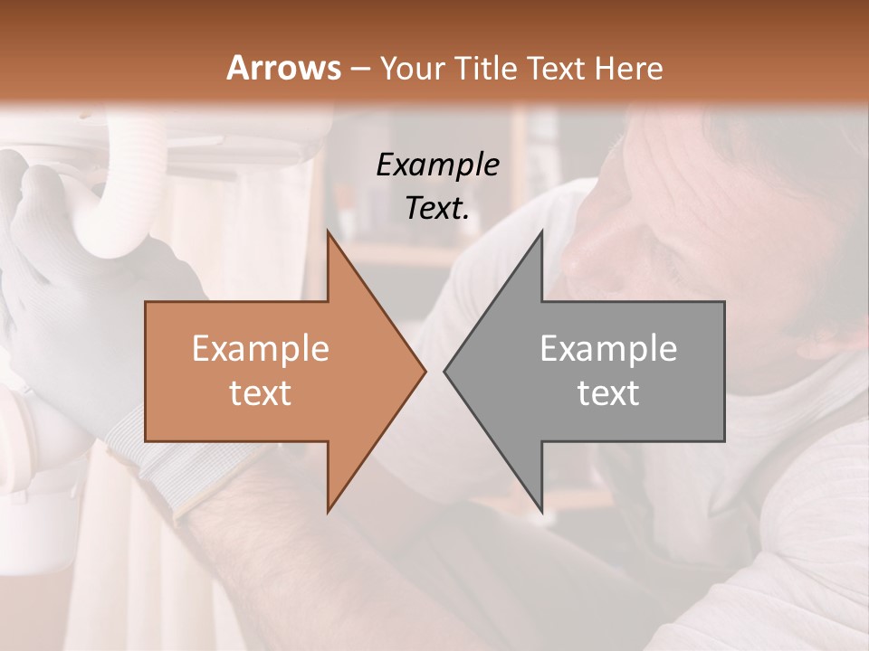 A Man Working On A Pipe In A Kitchen PowerPoint Template