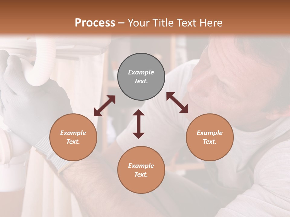 A Man Working On A Pipe In A Kitchen PowerPoint Template