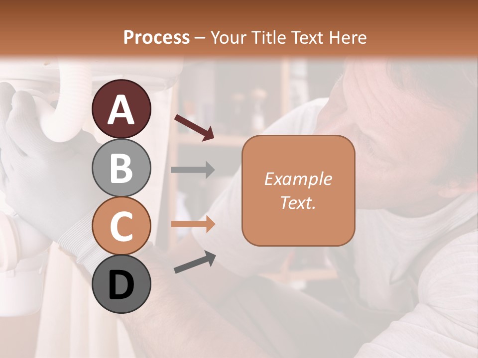 A Man Working On A Pipe In A Kitchen PowerPoint Template
