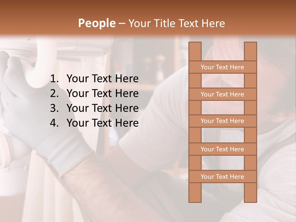 A Man Working On A Pipe In A Kitchen PowerPoint Template