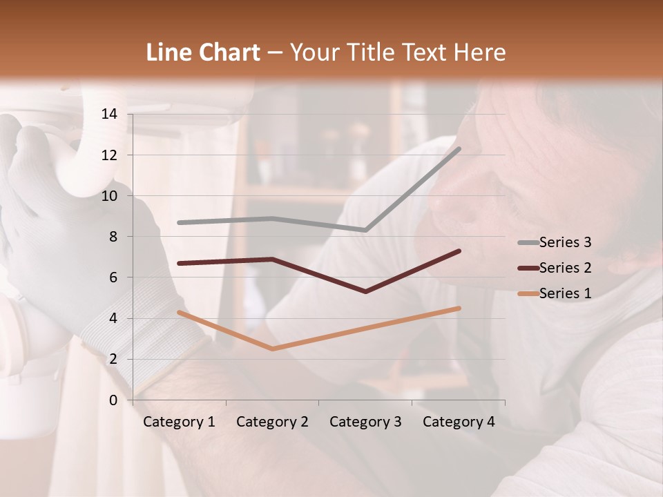 A Man Working On A Pipe In A Kitchen PowerPoint Template