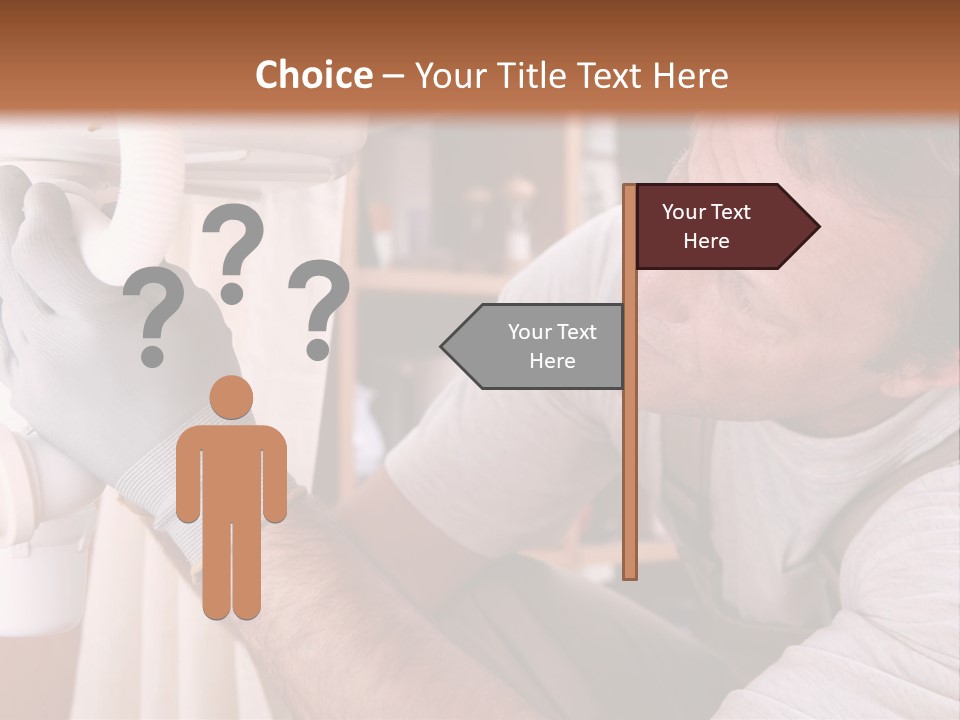 A Man Working On A Pipe In A Kitchen PowerPoint Template