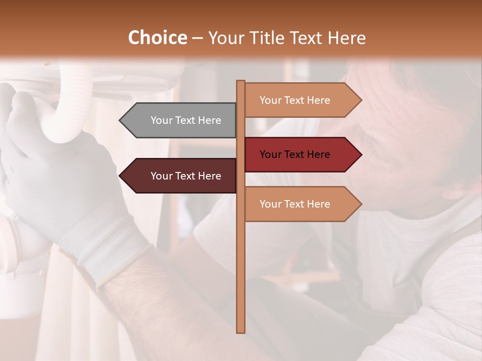 A Man Working On A Pipe In A Kitchen PowerPoint Template