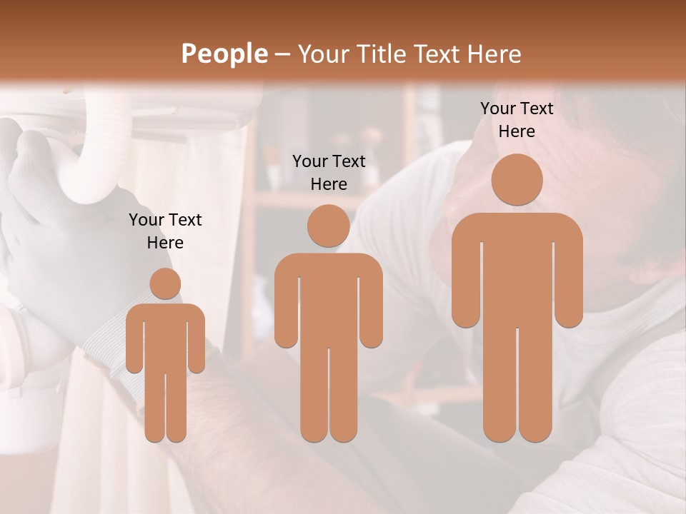 A Man Working On A Pipe In A Kitchen PowerPoint Template