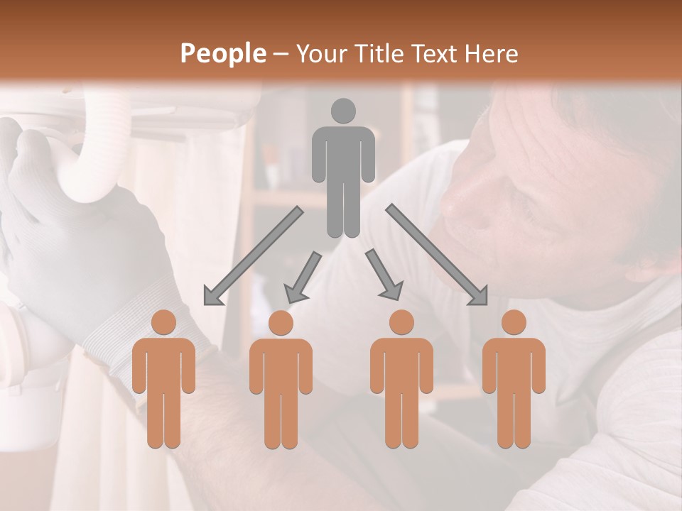 A Man Working On A Pipe In A Kitchen PowerPoint Template