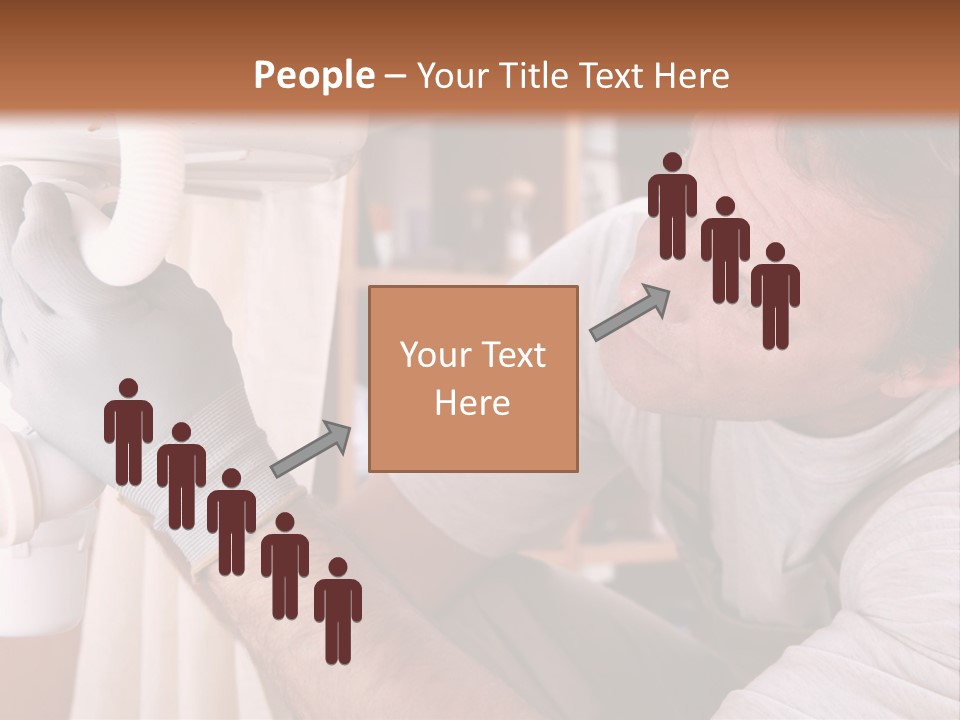 A Man Working On A Pipe In A Kitchen PowerPoint Template