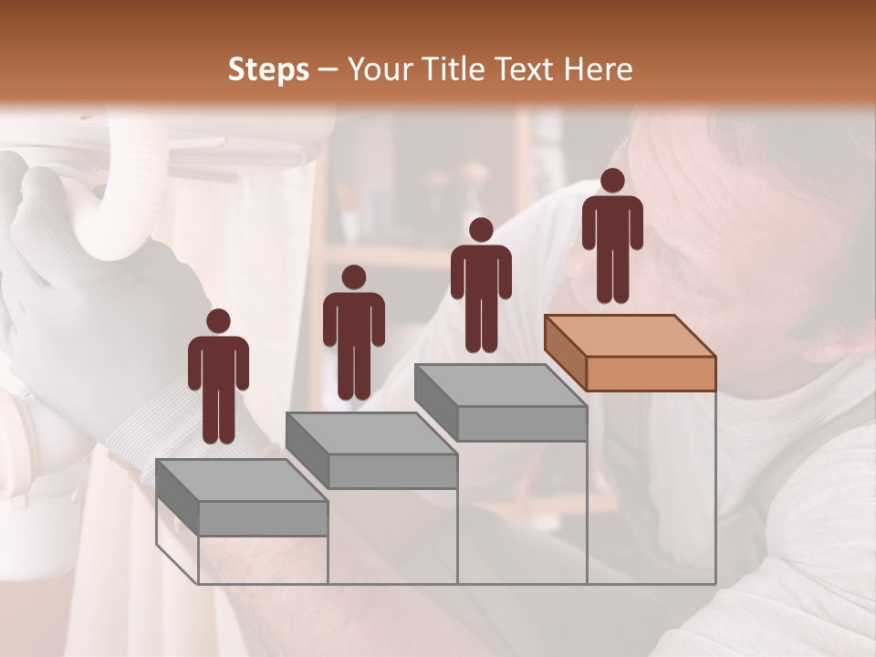 A Man Working On A Pipe In A Kitchen PowerPoint Template
