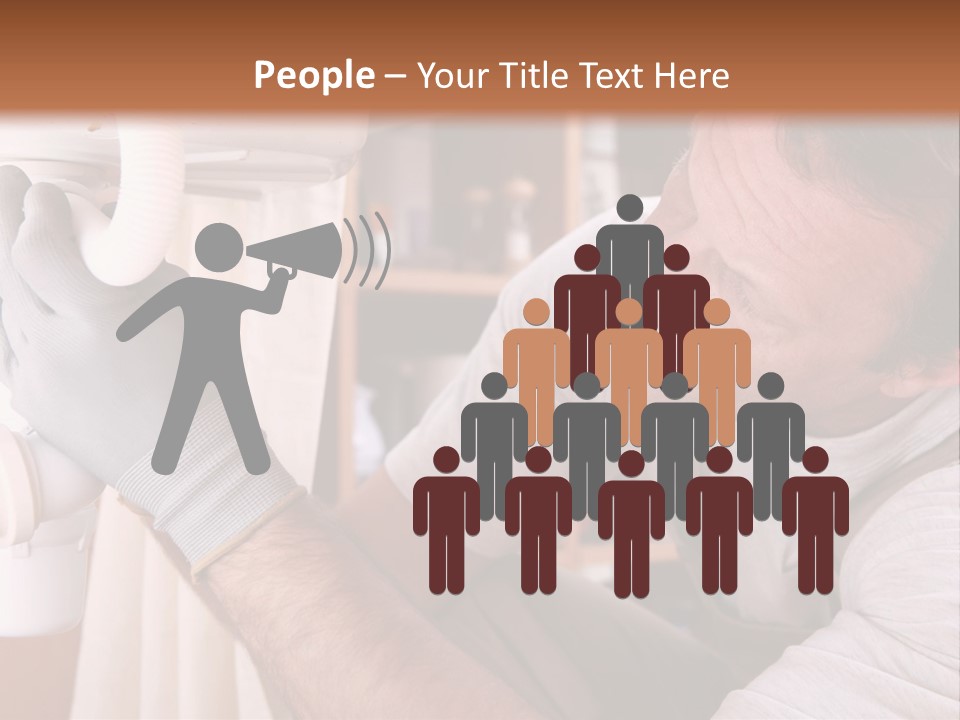 A Man Working On A Pipe In A Kitchen PowerPoint Template