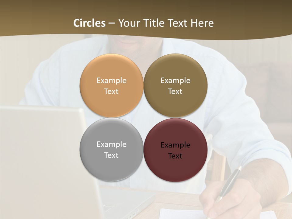 A Man Sitting At A Desk Writing On A Piece Of Paper PowerPoint Template