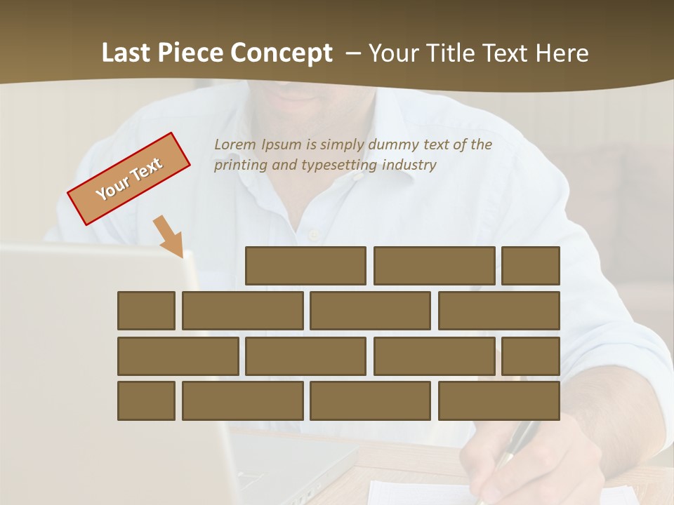 A Man Sitting At A Desk Writing On A Piece Of Paper PowerPoint Template