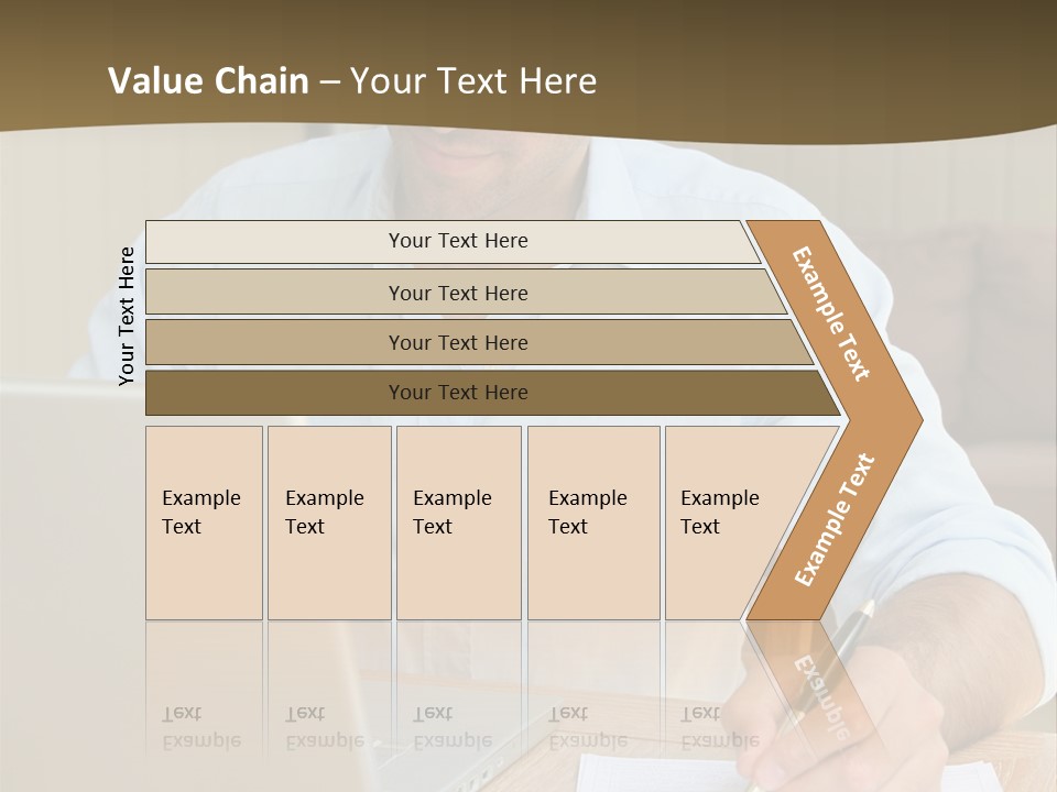 A Man Sitting At A Desk Writing On A Piece Of Paper PowerPoint Template