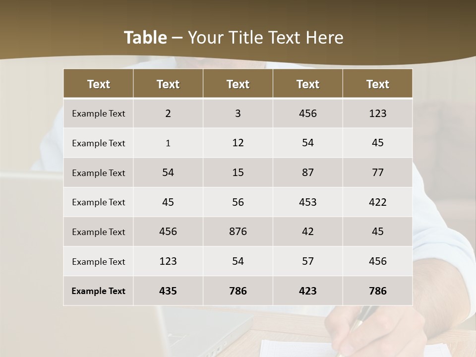 A Man Sitting At A Desk Writing On A Piece Of Paper PowerPoint Template