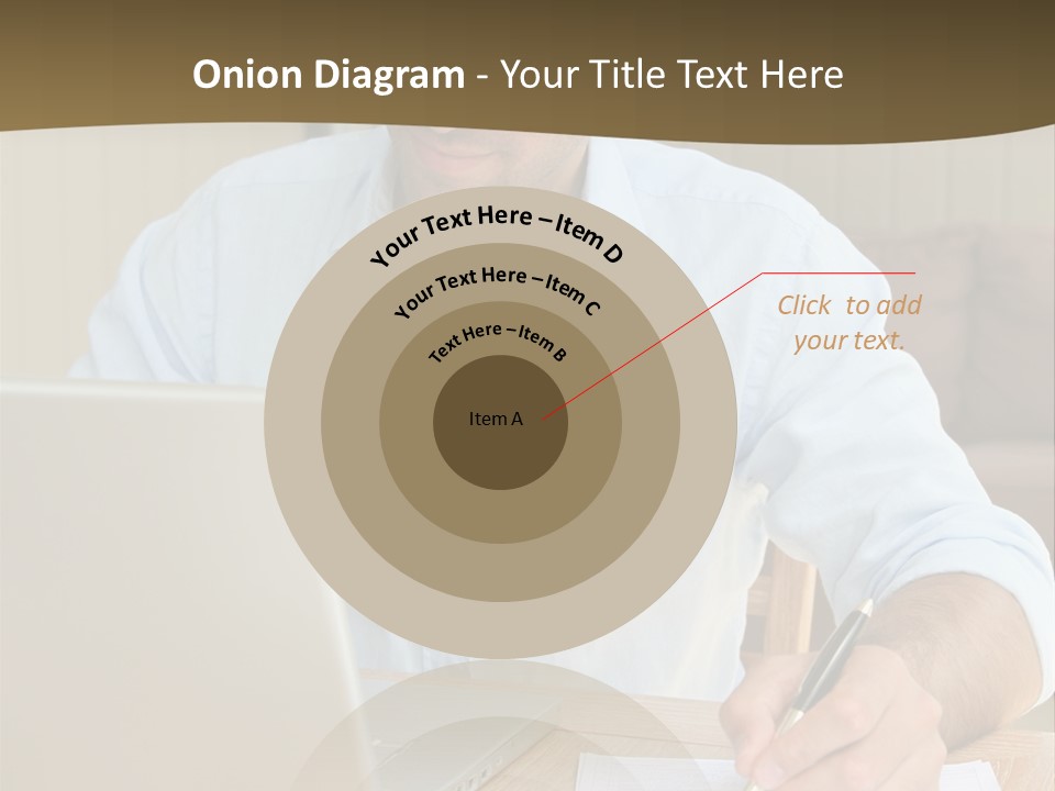 A Man Sitting At A Desk Writing On A Piece Of Paper PowerPoint Template